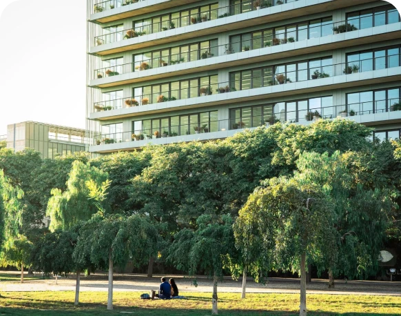 Urban park with apartment view